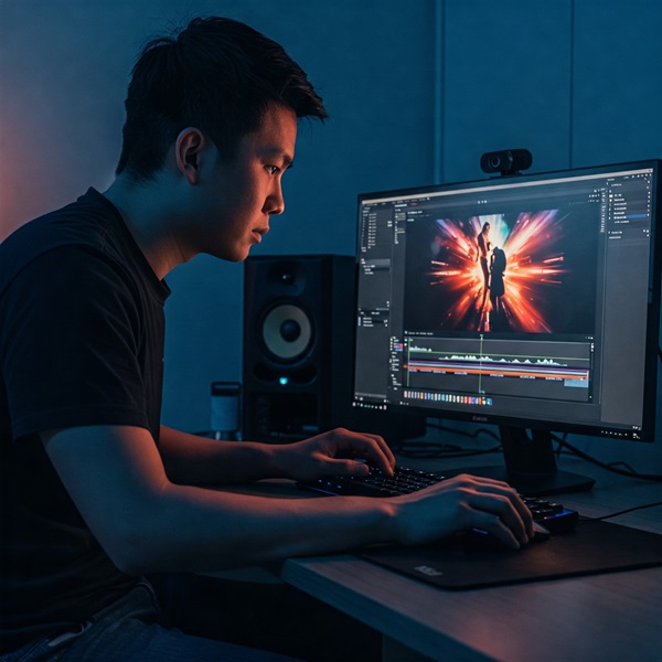 PCでの動画編集の様子